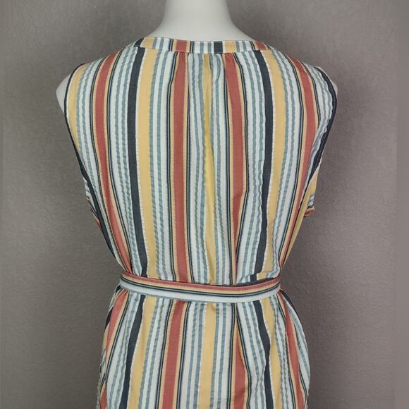 Lane Bryant Striped Sleeveless Cotton Blend Belted Midi Sundress Size 18 Summer - Picture 9 of 15